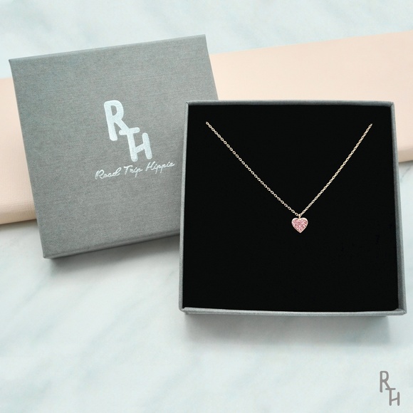 Pink Pavé Heart Necklace | 925 Silver - Picture 3 of 3